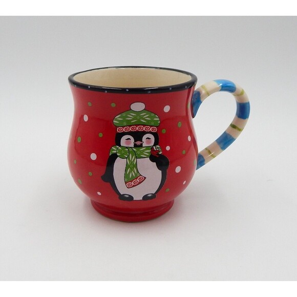 Temp-tations by Tara Winter Whimsy Penguin Mug Coffee Tea Cup Red Holiday 14 Oz - Picture 3 of 8